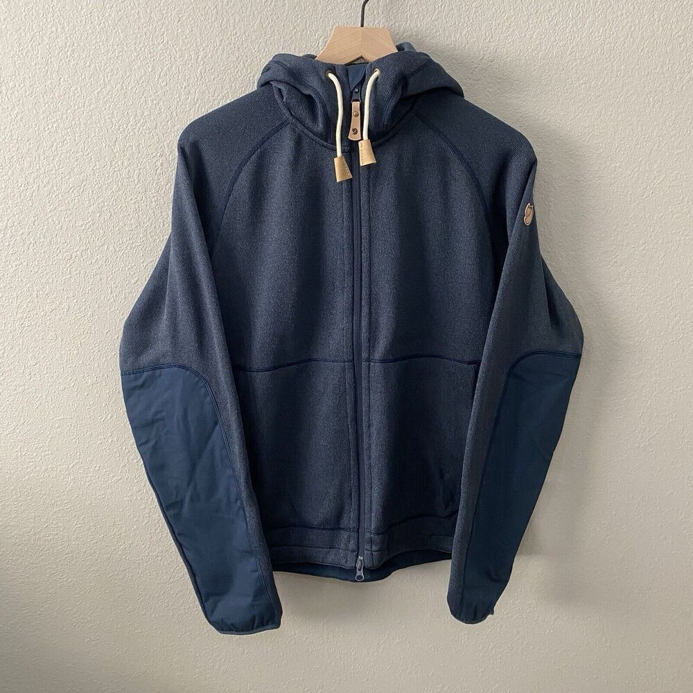 Fjallraven Mens Size Small Blue Ovik Fleece Hoodie Jacket Full Zip